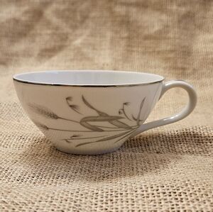 Elegant White Teacup with Gray Wheat Design Fine China of Japan Spring Wheat